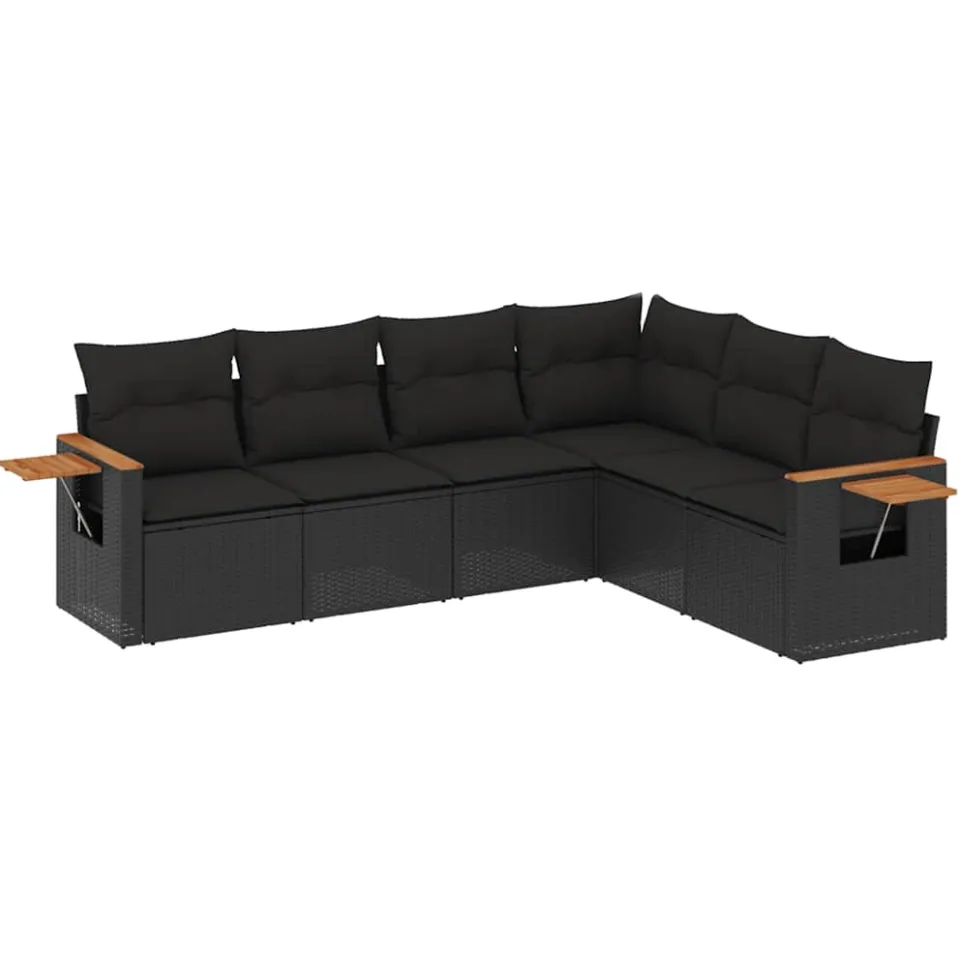 vidaXL Patio Sofa Set 6-zits Black, foto 3