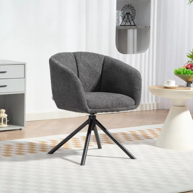 COVREO Fauteuil 58,5 x 59 x 78,5 cm donkergrijs, stof draaibaar met armleuningen