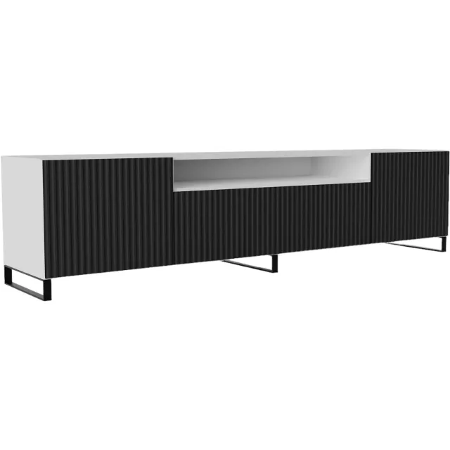 Margaret Hadas24 TV-kast Noe III, woonwand, lowboard, tv-standaard, woonwand, woonkamer, tv-board, woonkamermeubels, televisie, highboard, TV-kast, tv-lowboard, 200 cm, 3 deuren, wit, zwart