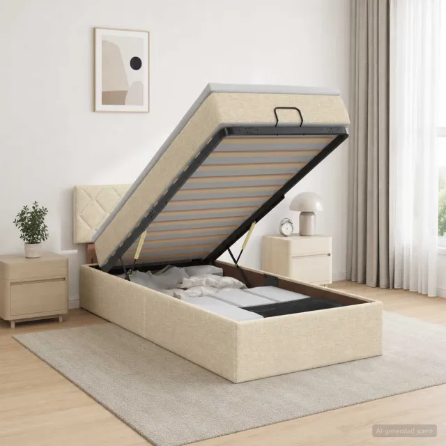 vidaXL Ottoman bed met matras Crèmekleurig 80 x 200 cm Stof