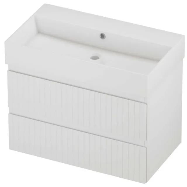 Proline Zara Badmeubelset Porselein Loft Zonder Kraangat Gefreesd 80x46x65 cm Glans Wit Mat Wit