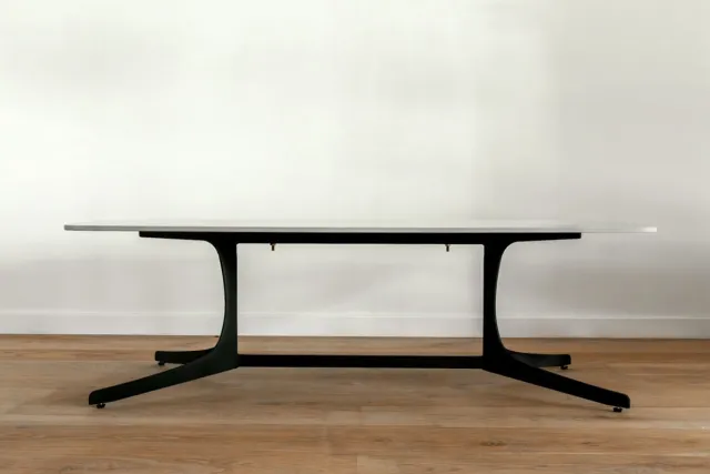 VL Home luxe salontafel in wit keramiek met metalen onderstel wit zwart