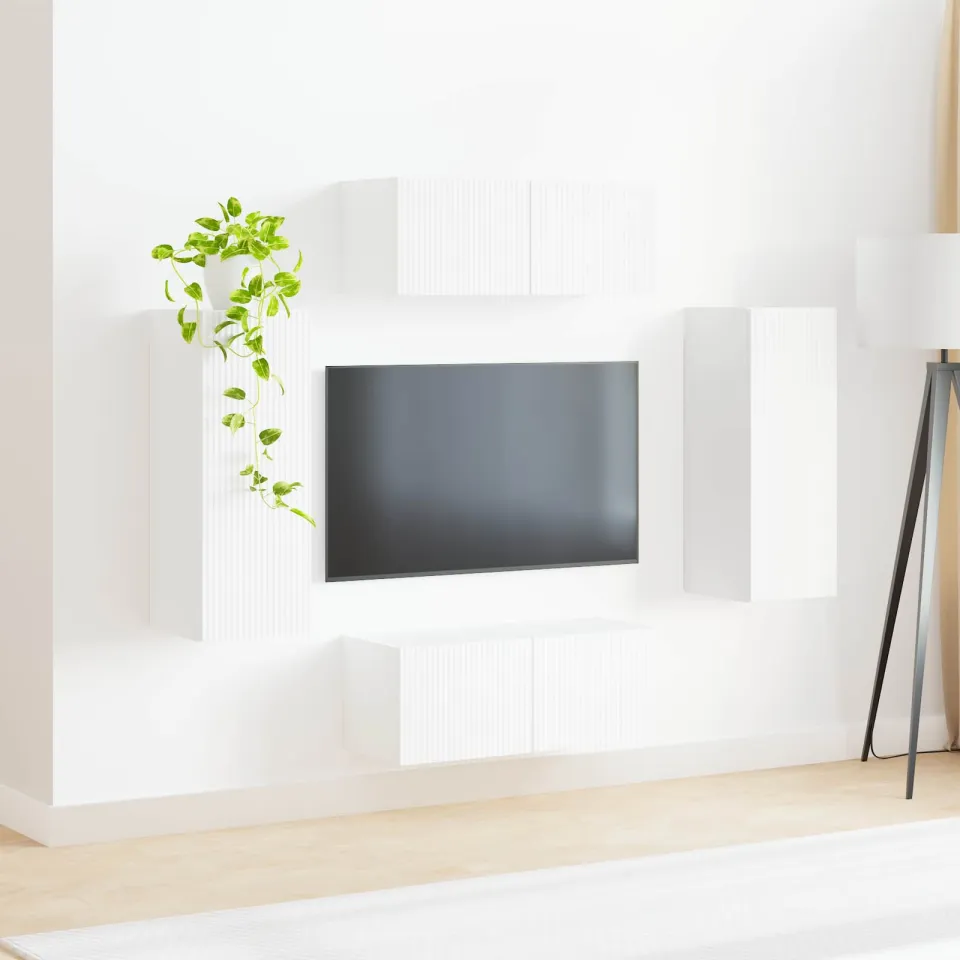 vidaXL TV Wandkast Set 4 st Wit Bewerkt hout, foto 4