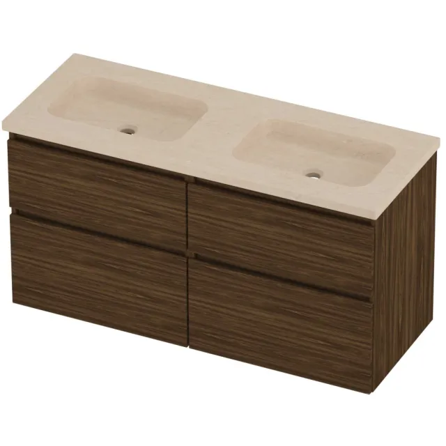 Proline Rollo Badmeubelset Hardsteen Elegant 4 Laden 120x46x62 cm Sand Stone Cabana Oak Eiken