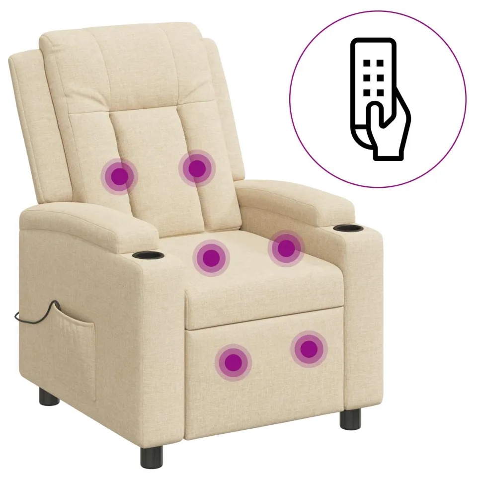 vidaXL Massage-relaxstoel Crèmekleurig 75 x 95 x 100 cm Stof, foto 3