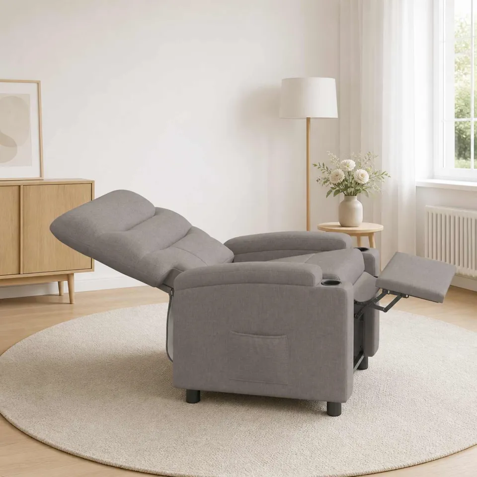 vidaXL Ligstoel Taupe 75 x 95 x 103 cm Stof, foto 3