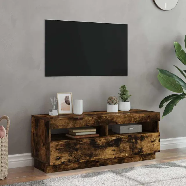 vidaXL Tv-meubel met LED-verlichting 100x35x40 cm gerookt eikenkleurig Bruin