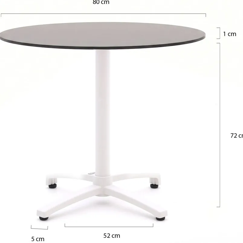 Bellagio tuinmeubelen Bellagio Canzo klaptafel ø80cm (h:73cm) wit, foto 2