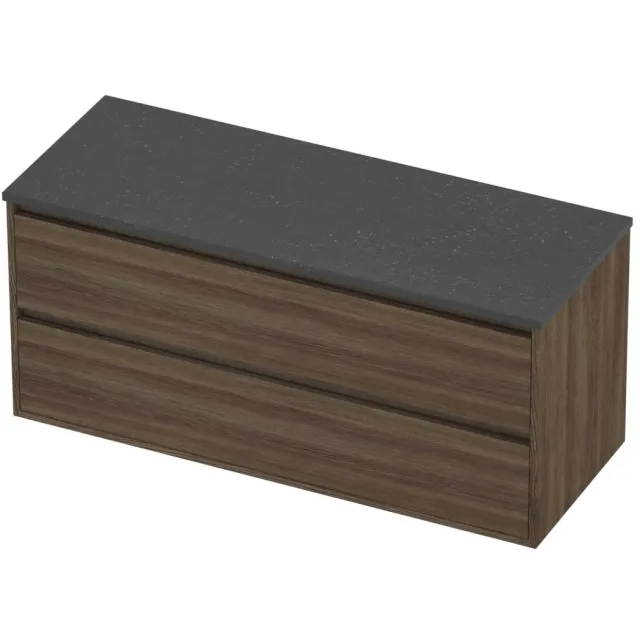 Proline Deck Badmeubelset Hardsteen Greeploos 2 Laden 120x46x54 cm Blue Stone Vital Oak Eiken