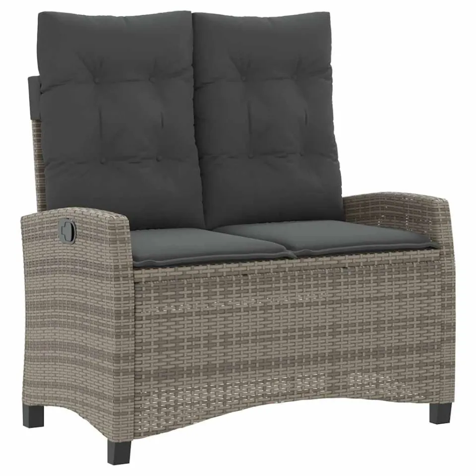 vidaXL 2-delige Tuinset met kussens poly rattan grijs