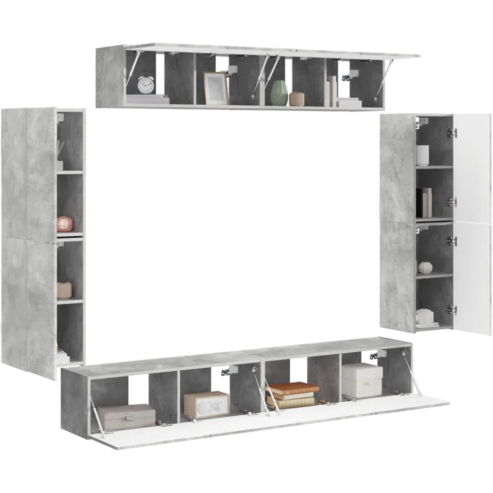 vidaXL TV-kast 8 st 98 x 31 x 29,5 cm Beton Grijs