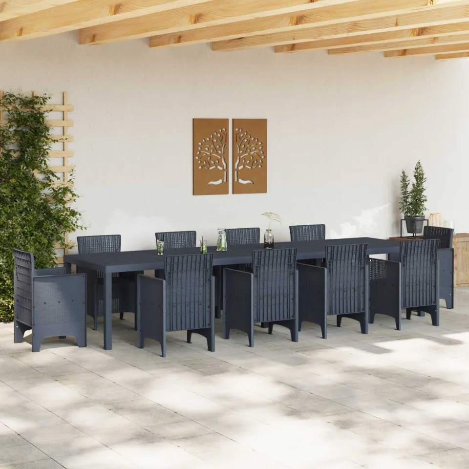vidaXL Tuinstafel Antraciet 350 x 100 x 74 cm poly rattan, foto 3