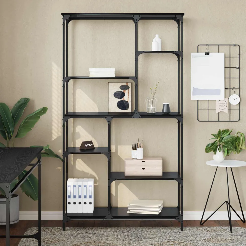 vidaXL Boekenkast 5-laags 99 x 35,5 x 176 cm Bewerkt hout Zwart eiken, foto 4