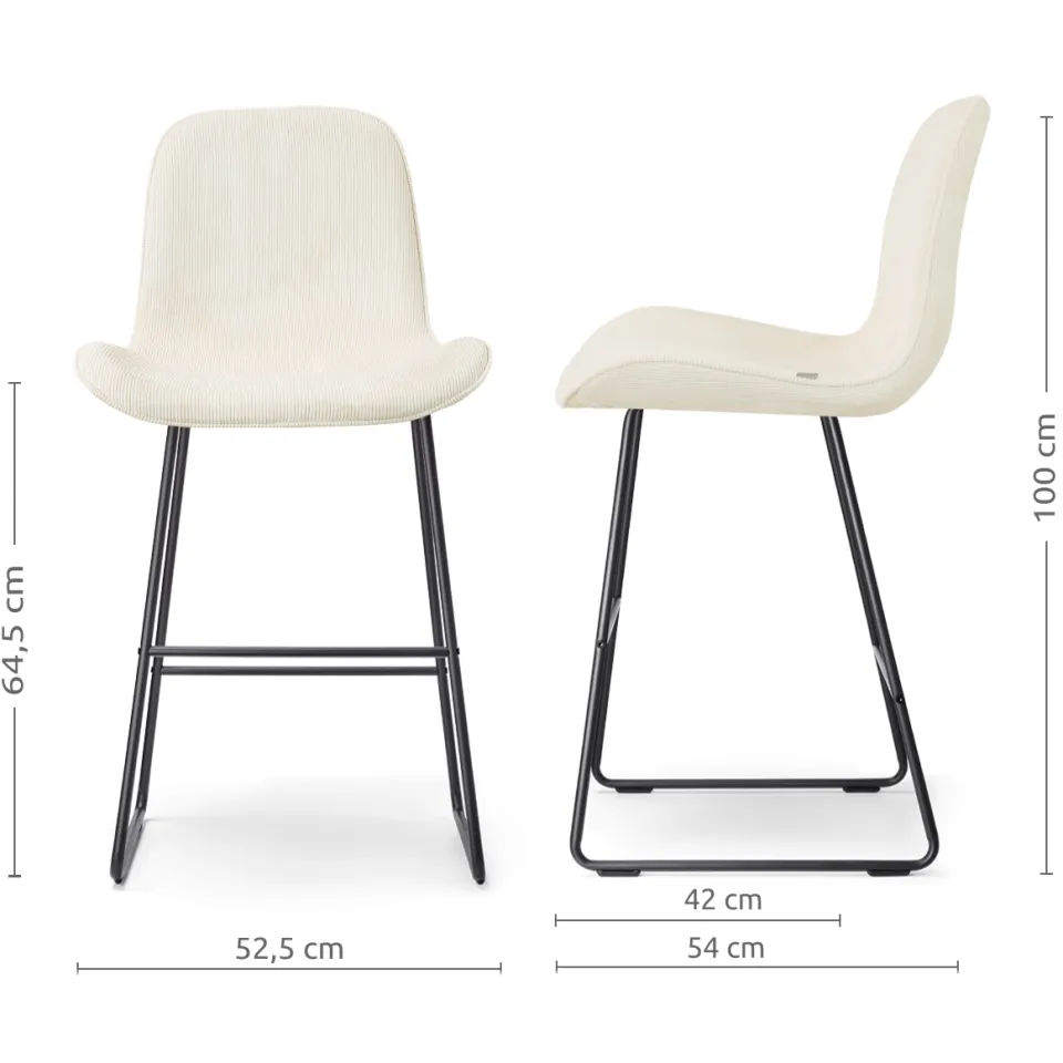 Nolon Nino-Fé barkruk rib beige - zwart onderstel - 65 cm, foto 3