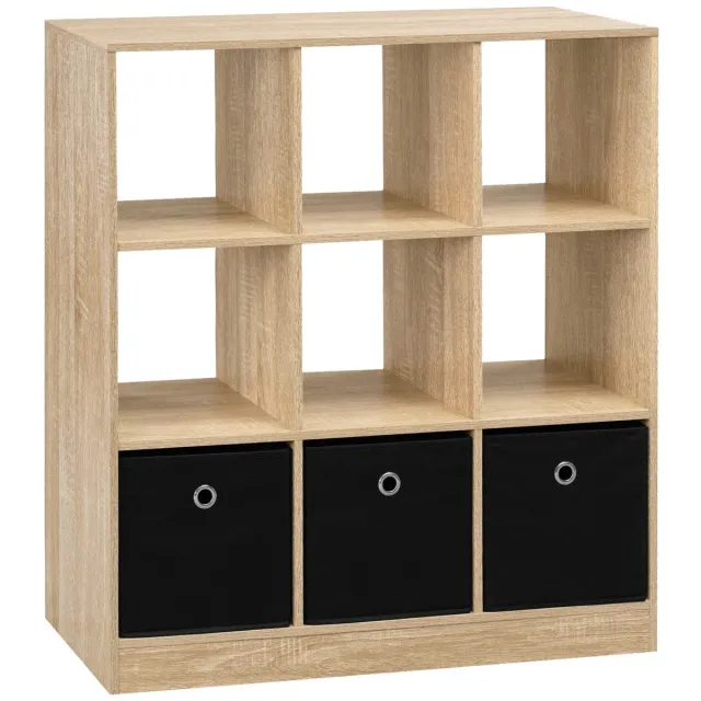 Klarven Boekenkast Kind Lichteiken - Boekenkast Kinderkamer - Boekenkastje - Boekenkasten - Bookcase - 9 Vakken en 3 Laden, Stevig en Stijlvol Opbergrek - B80xh86,5xd30cm