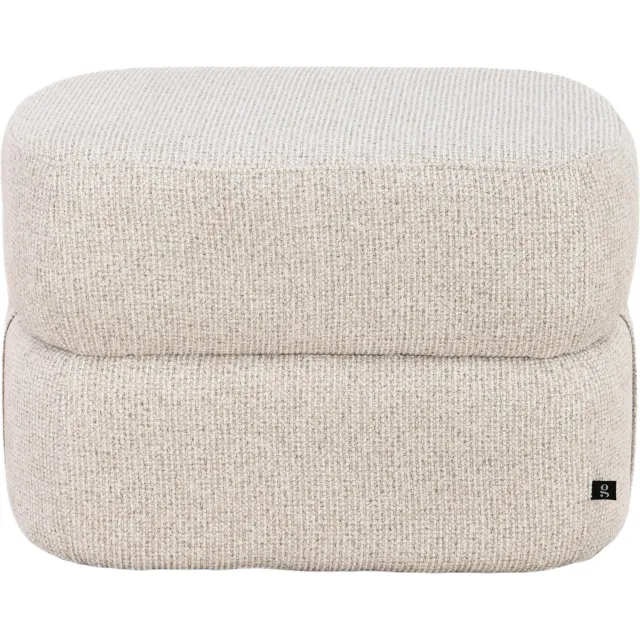 Goossens Poef Double - beige - stof - 65 x 44 x 45 stof gemeleerd grof geweven beige