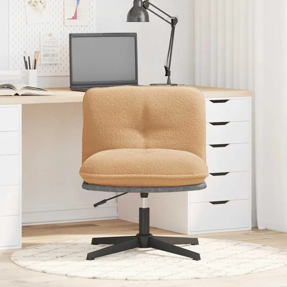 vidaXL Bureaustoel beige gekrulde wolachtige stof, foto 3