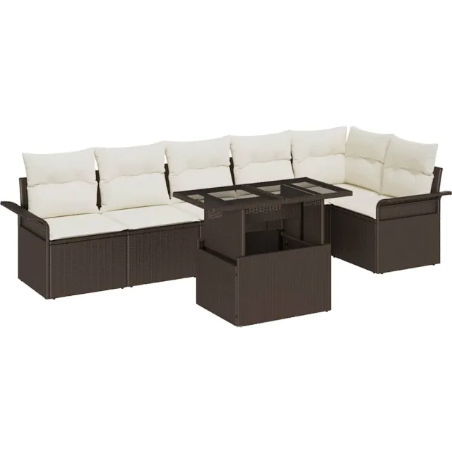 vidaXL Tuin Sofa Set 7 st Bruin [Synthetisch]: Poly Rattan