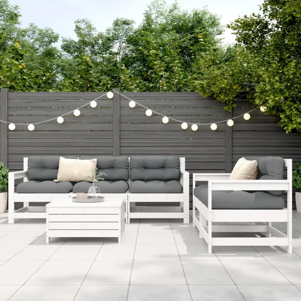 vidaXL 6-delige Loungeset massief grenenhout wit, foto 3