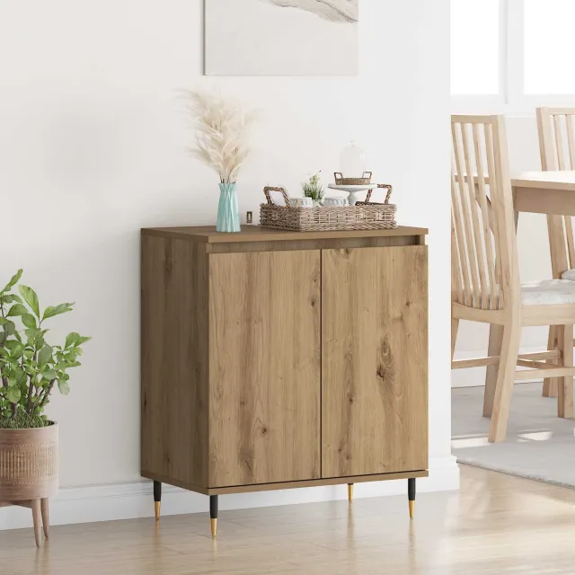 vidaXL Dressoir Artisan Eiken 60 x 35 x 70 cm Bewerkt hout Bruin