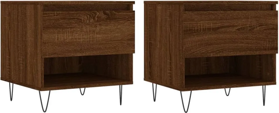 vidaXL Salontafels 2 st 50x46x50 cm bewerkt hout bruin eikenkleur, foto 3