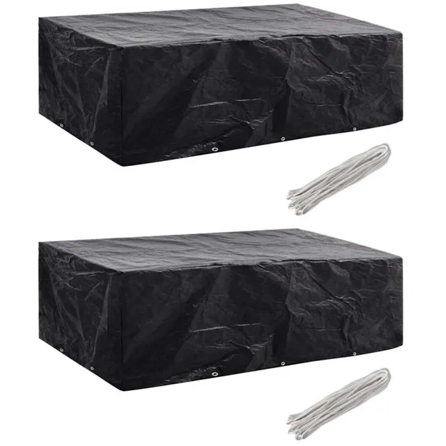 vidaXL Tuinmeubelhoezen poly rattan 2 st 8-persoons 300x140 cm Zwart