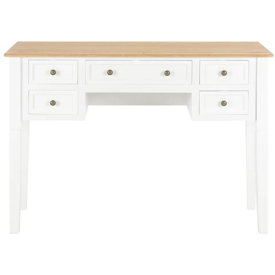 vidaXL Schrijftafel 109,5x45x77,5 cm hout wit, foto 2