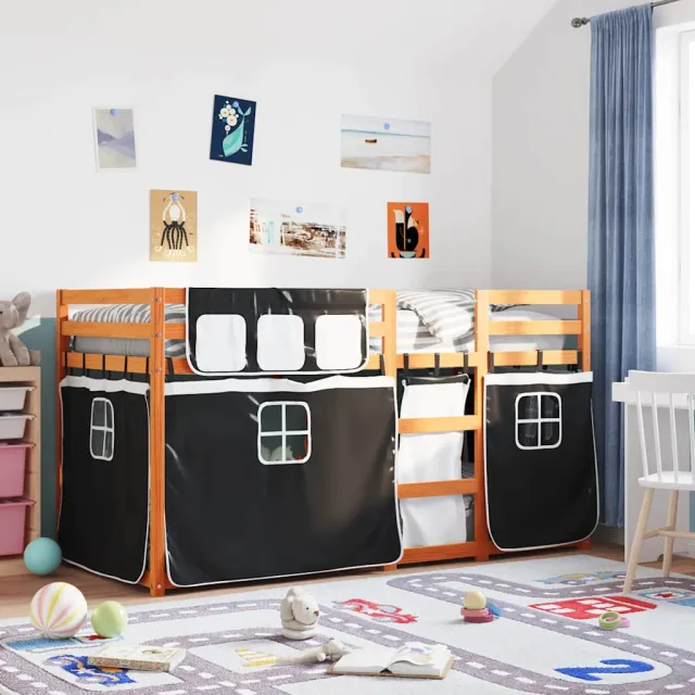 vidaXL Stapelbed zonder matras 90x190 cm massief grenenhout bruin en zwart
