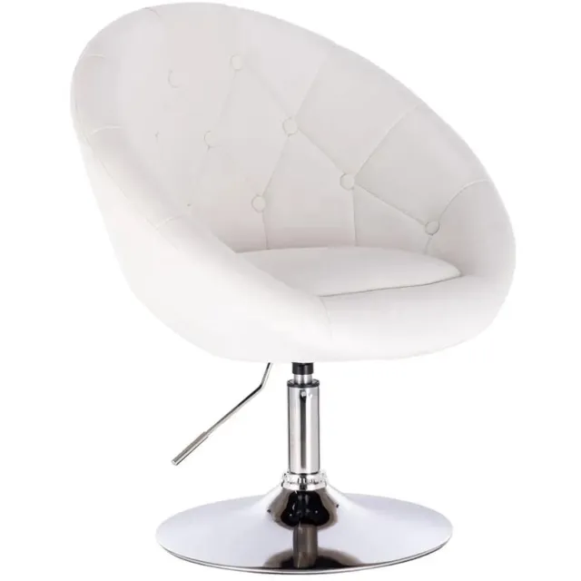 Klarven Barstoel Leer wit - Barstoelen Met Rugleuning - Bar Stool - Met Armleuningen, 360 Graden Draaibaar - Verstelbare Zithoogte 45-57cm - B46xd44cm