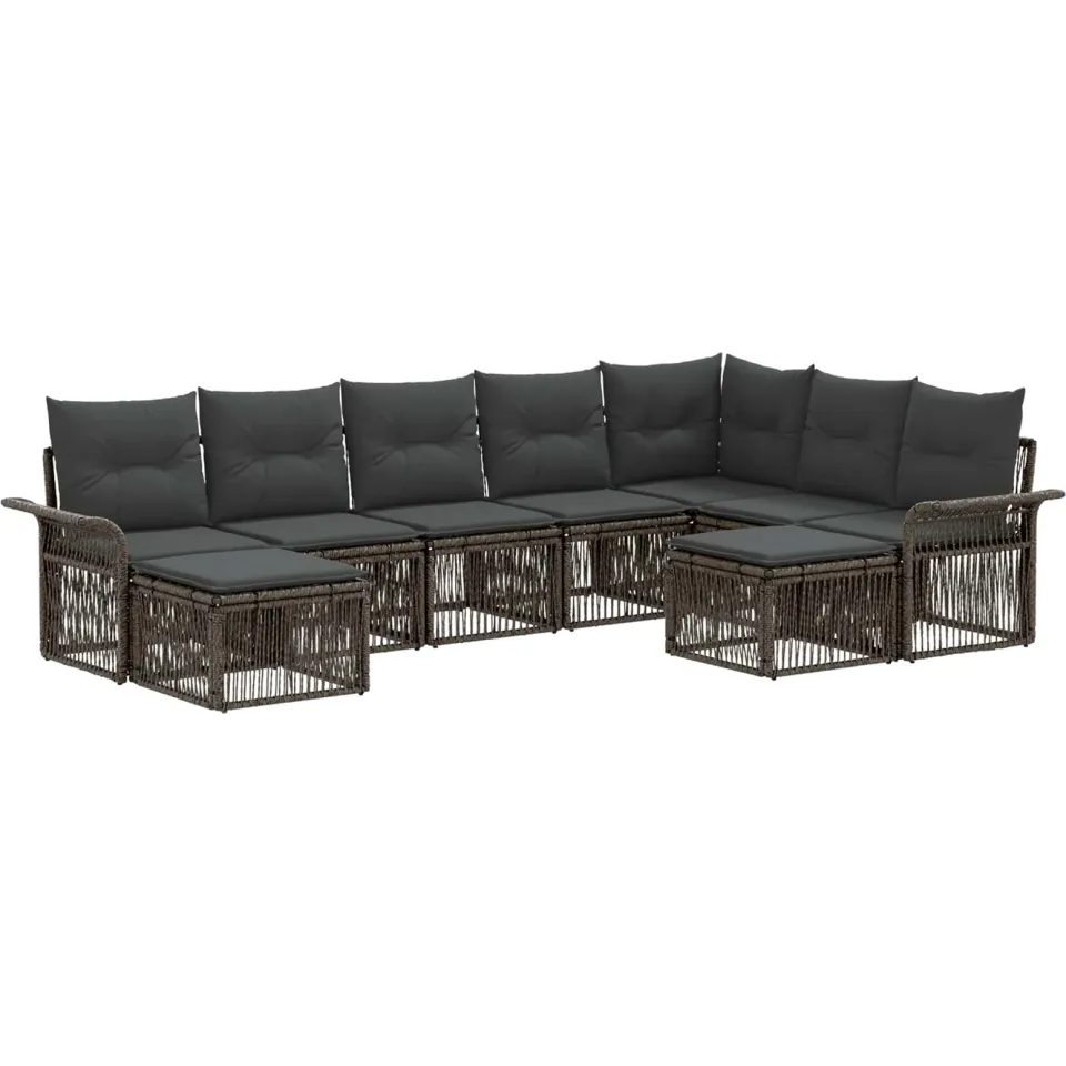 vidaXL Tuinbankenset 9 st 9-zits Grijs en Donkergrijs poly rattan, foto 3