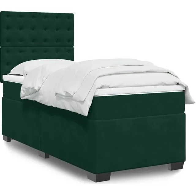 vidaXL Boxspring met matras fluweel donkergroen 80x200 cm groen