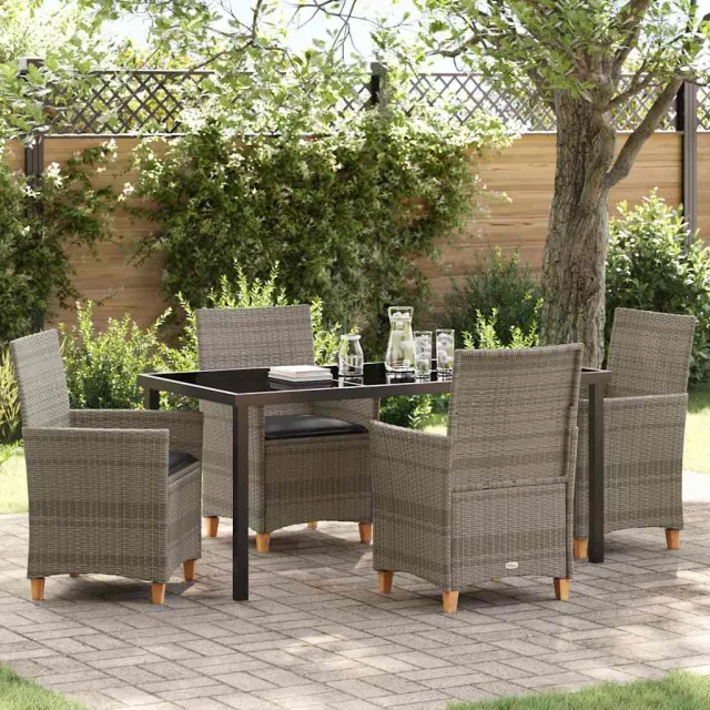 vidaXL Tuin eettafelset 5 st Grijs poly rattan