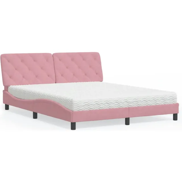 vidaXL Bed met matras fluweel roze 160x200 cm