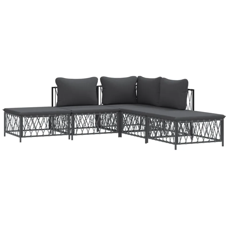 vidaXL 5-delige Loungeset met kussens staal antracietkleurig, foto 3