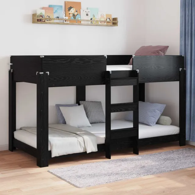 vidaXL Bunk Bed voor Kinderen Zwart Eiken 80 x 200 cm Bewerkt hout
