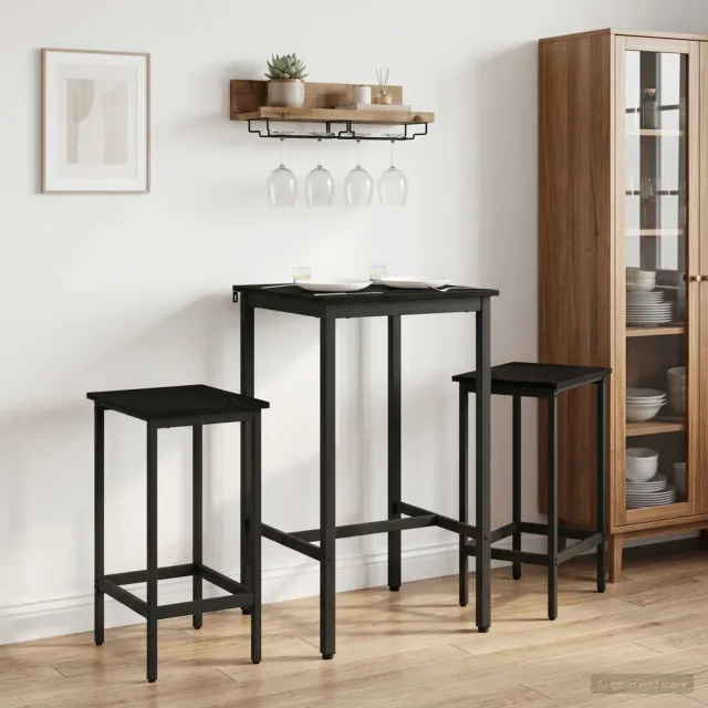vidaXL Barkruk 2 st Zwart eiken 40 x 32 x 74 cm Bewerkt hout, foto 2