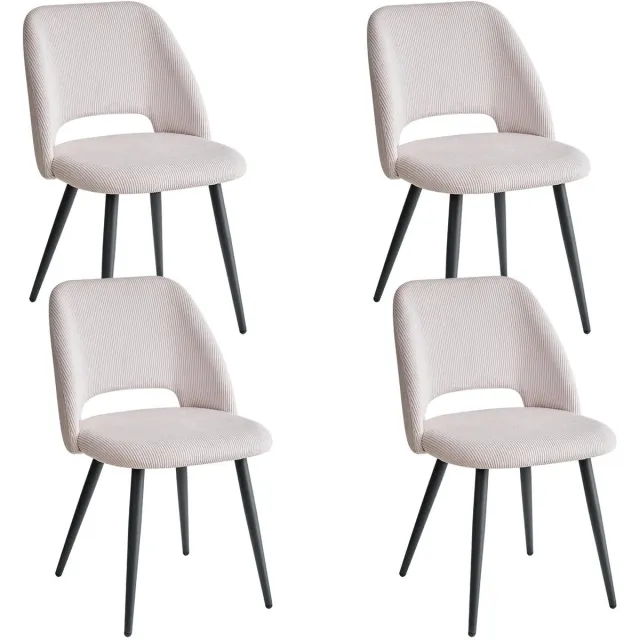 Cozy Cottage® Set van 4 Corduroy Eetkamerstoelen – Stijlvolle Gestoffeerde Stoelen met Zachte Zitting – Ergonomisch Ontwerp – Comfortabele Stoelen voor Woonkamer & Eetkamer - Beige