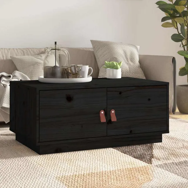 vidaXL Salontafel 80x50x35 cm massief grenenhout zwart, foto 2