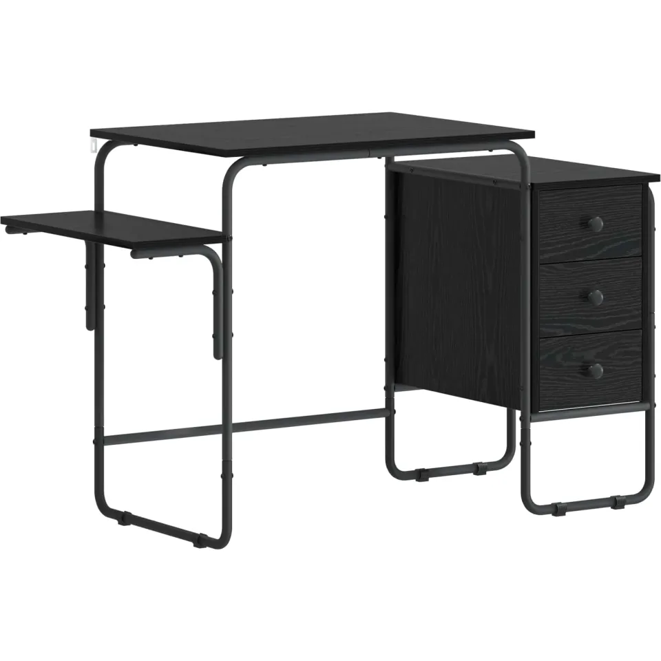 vidaXL Bureau met opbergruimte Zwart eiken 120 x 50 x 75 cm, foto 3