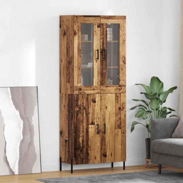 vidaXL Highboard Oud Hout 69,5 x 34 x 180 cm Bewerkt hout bruin, foto 2