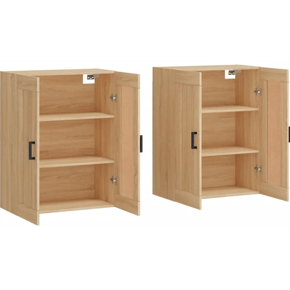vidaXL Hangkasten 2 st bewerkt hout sonoma eikenkleurig Bruin