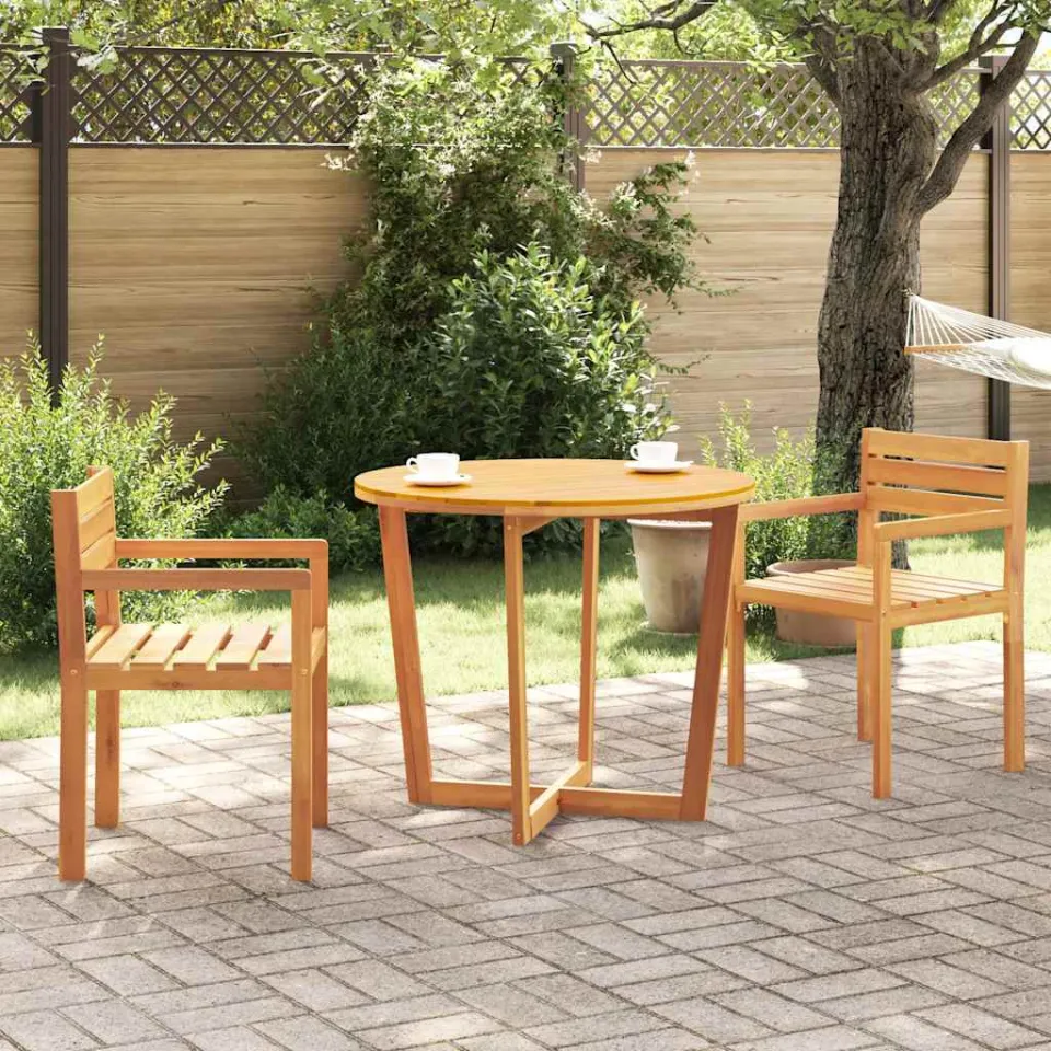 vidaXL Tuintafel rond Ø90x75 cm massief acaciahout bruin, foto 3