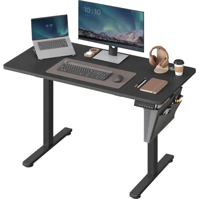 FurnStar Verstelbaar Bureau Tafel - In Hoogte Verstelbaar Bureau Elektrisch - 70 x 160 x (72-120) cm - Geheugenfunctie voor 4 Hoogtes - Voor Thuiskantoor - Werkkamer - Inktzwart