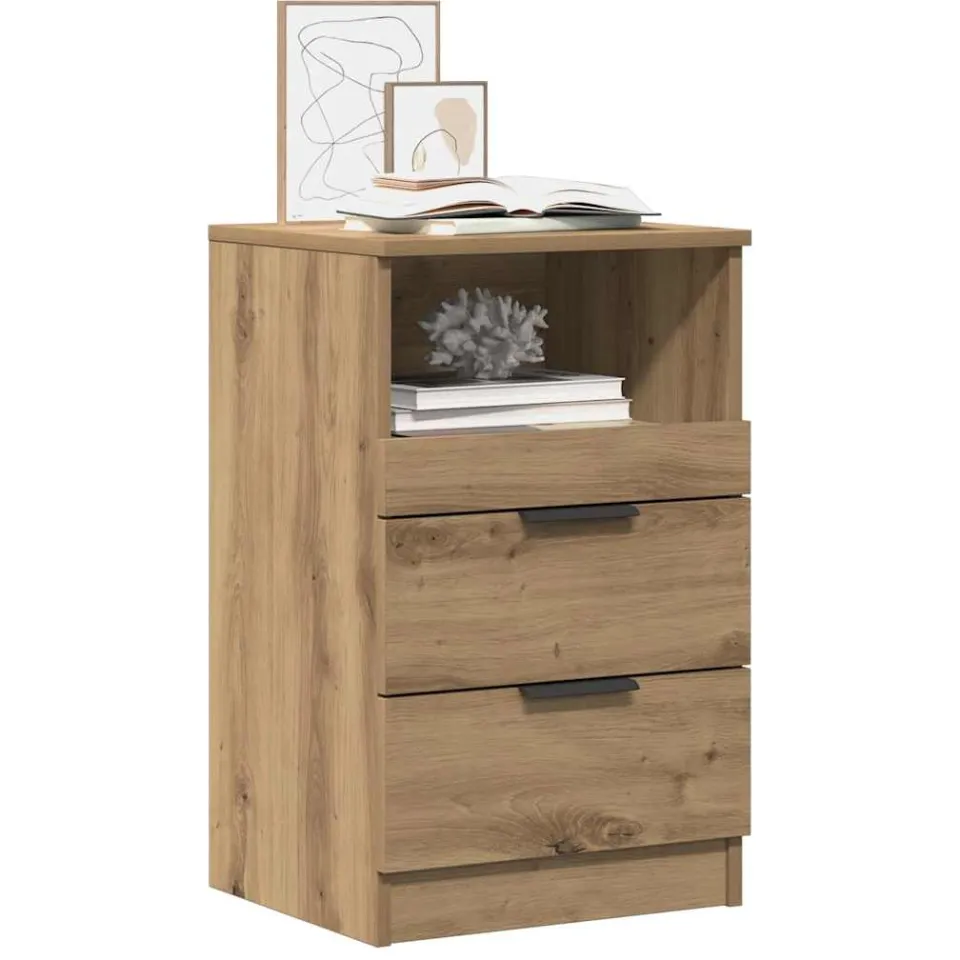 vidaXL Nachtkastje 40x36x65 cm bewerkt hout artisanaal eikenkleurig Bruin