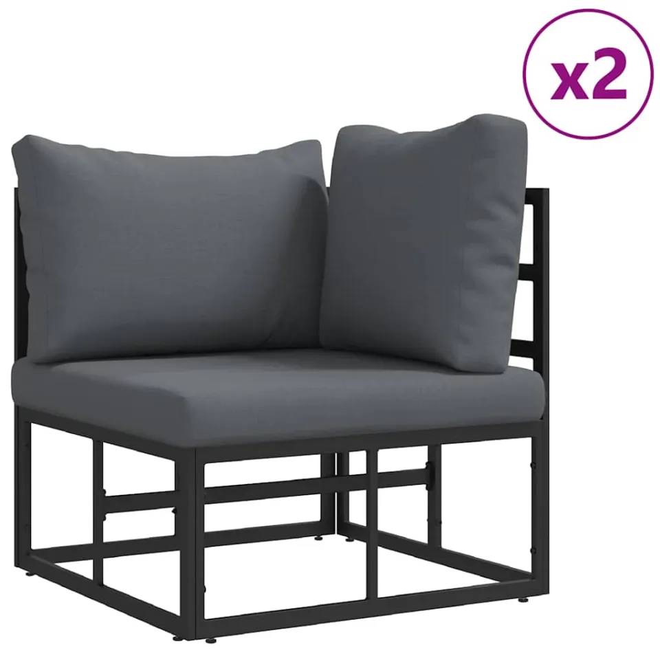 vidaXL Tuinbankenset 3 st Zwart Metaal, foto 2