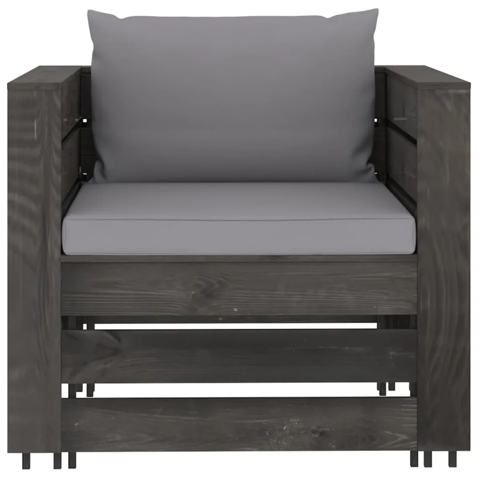 vidaXL 2-delige Loungeset met kussens grijs geïmpregneerd hout, foto 3