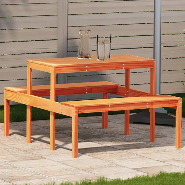 vidaXL Picknicktafel 110x134x75 cm massief grenenhout wasbruin bruin, foto 2