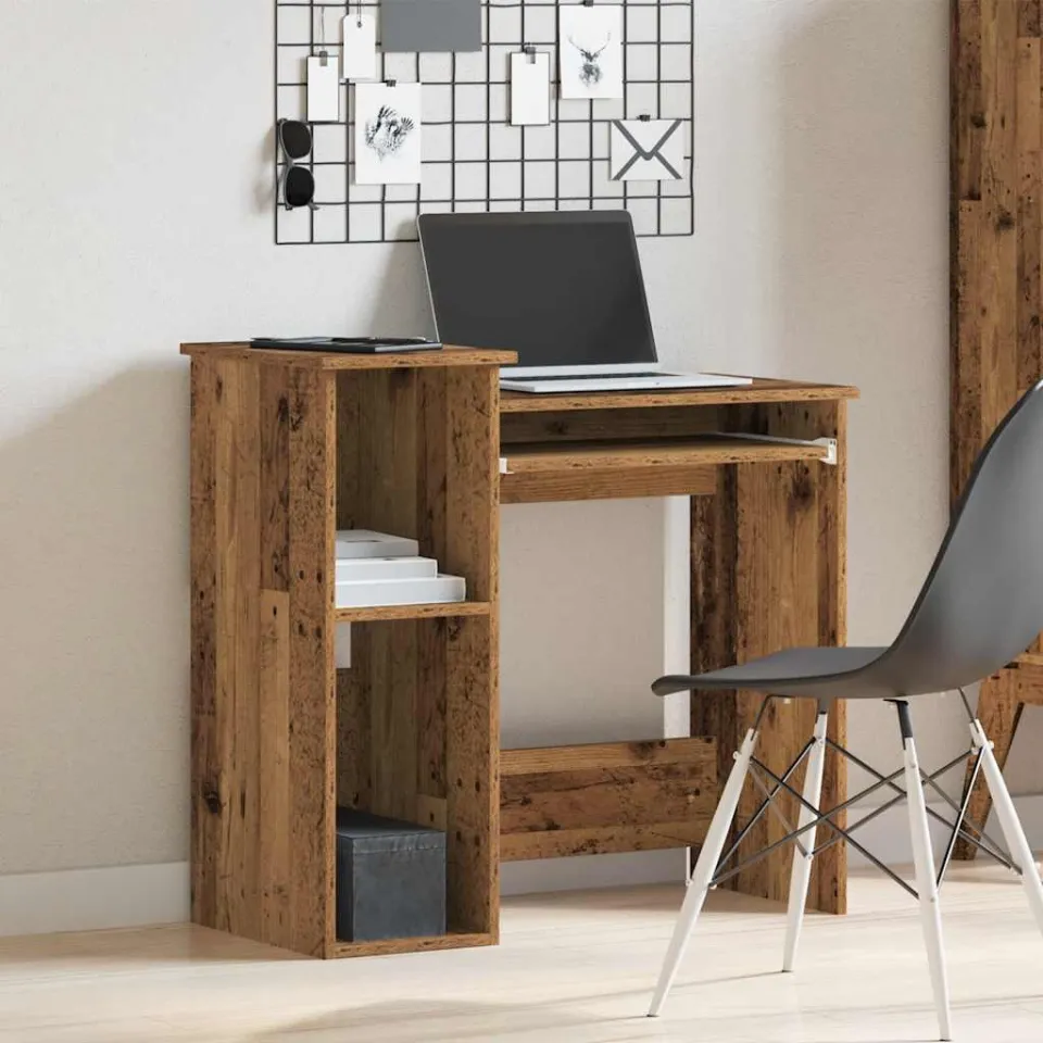 vidaXL Bureau met schappen 84x40x78 cm bewerkt hout oud houtkleurig bruin, foto 2
