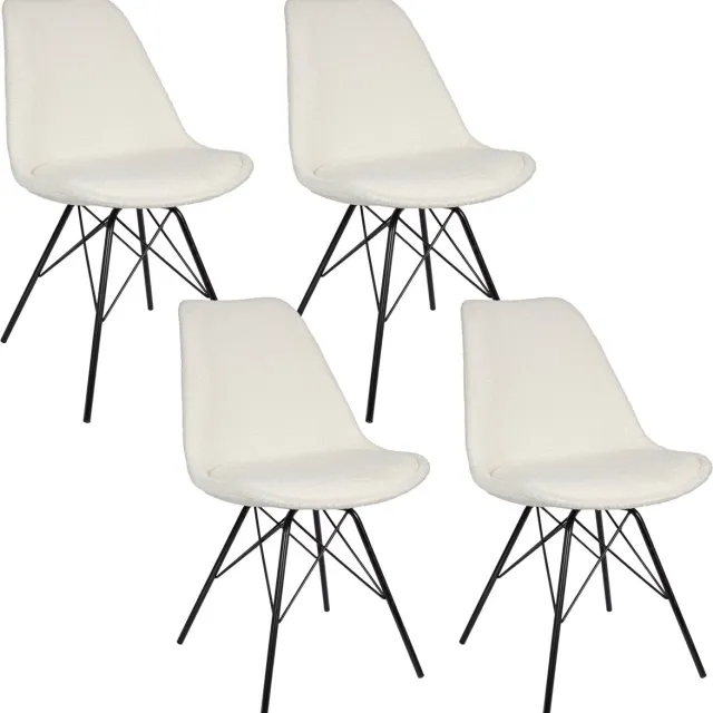 Casamoda Eetkamerstoelen - Stoelen set van 4 Eetkamer - Teddy Stoel - Stof - Off White