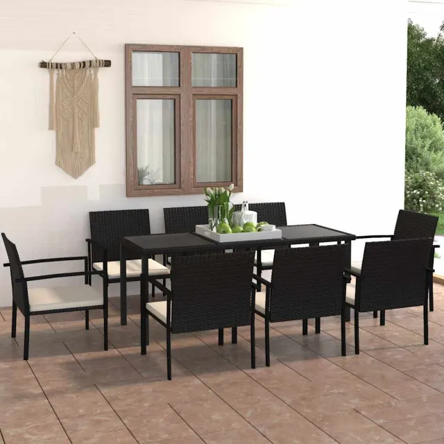 vidaXL 9-delige Tuinset poly rattan zwart, foto 2